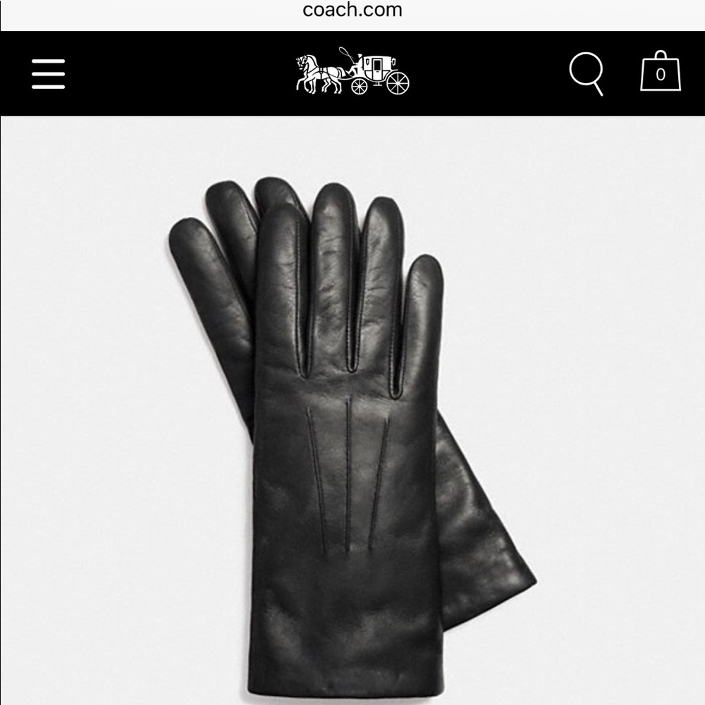 Coach authentic leather gloves in black